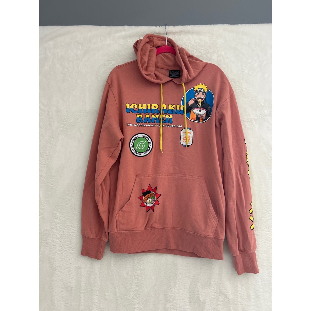 Naruto Shippuden Ichiraku Ramen‎ Hoodie Pink Graphic Sweatshirt Mens Large